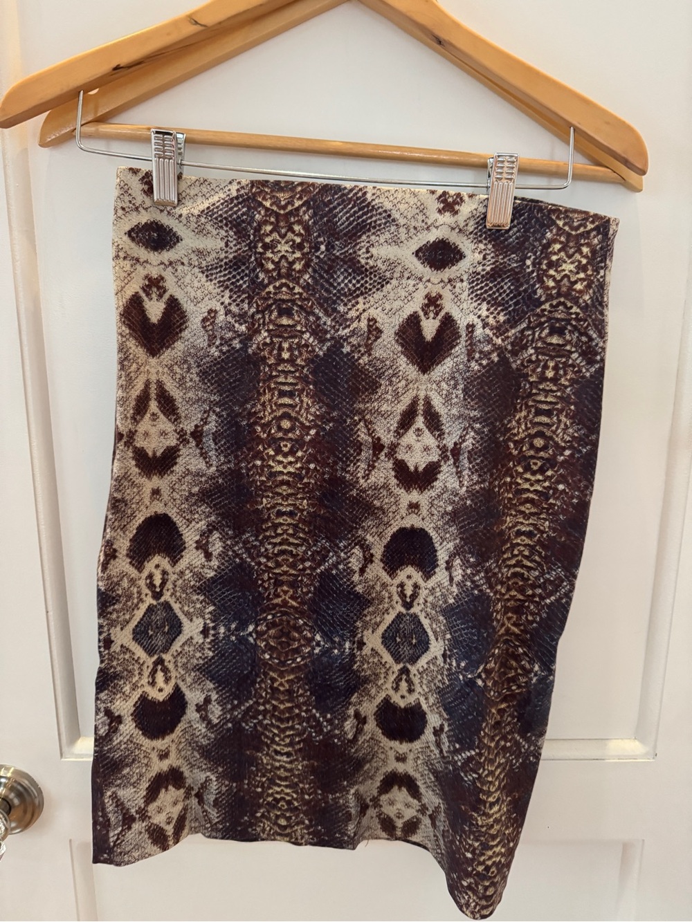 W118 by Walter Baker Brown and Cream Snake-Print Pencil Skirt